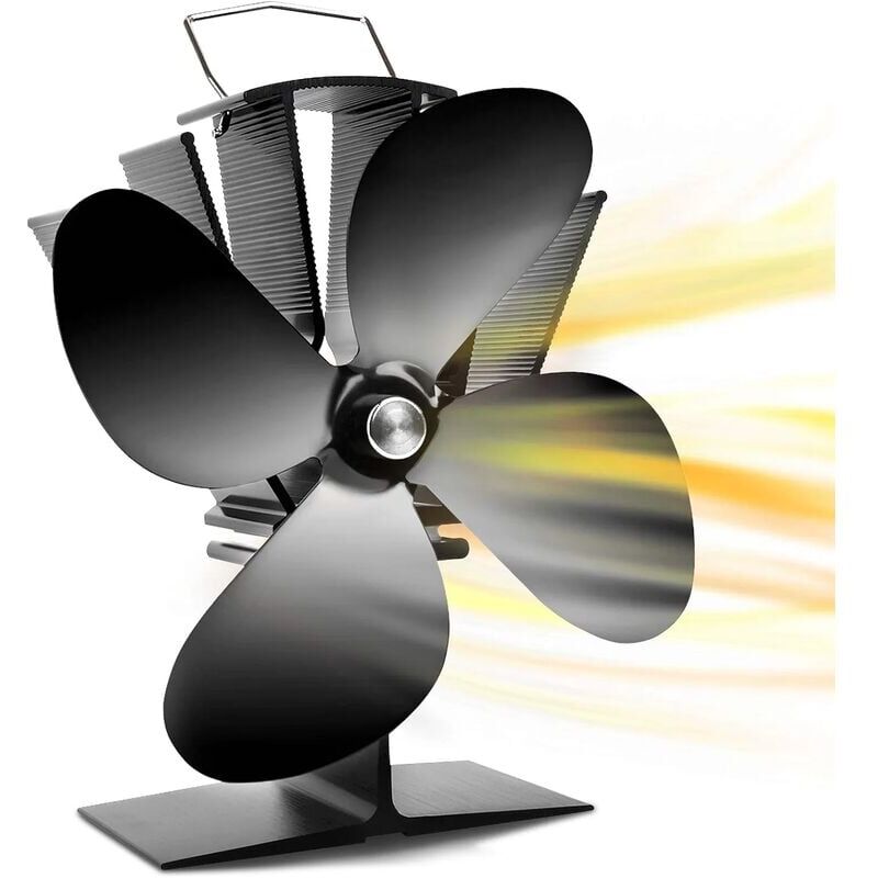 Ymyny - Ventilateur Poele à Bois Alimenté par la chaleur 4 lames pour brûleur/bûches/cheminée, 40°C/104° f Départ rapide circulation d'air chaud