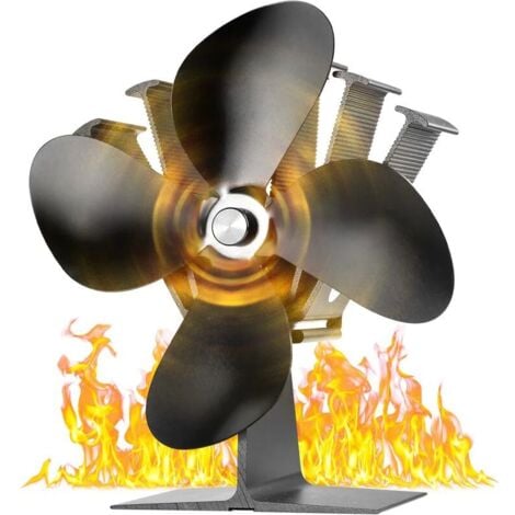 YMYNY Ventilateur Poele Bois 40 ° C Démarrage Opération Silencieuse, 4 Lames Ventilateur de Poele est Alimenté par la Chaleur, Ecofan pour Poêle à Bois, Cheminée