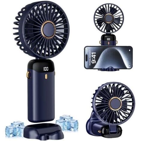 Ventilateur portable 5 en 1 - YAEFDD - Mini ventilateur - 2500 mAh - 5 vitesses - Pliable à 90°