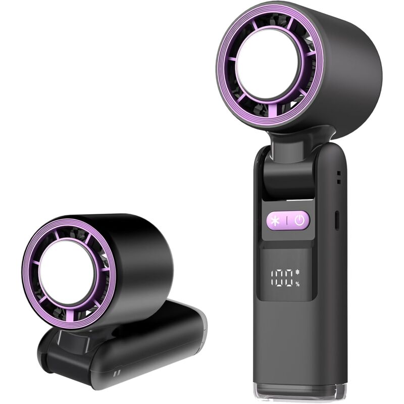 Ventilateur Portable à Main,Mini Ventilateur Turbo Réglable en Vitesse(de 1 à 100),Batterie de 4000mAh avec Corps en Métal,Affichage Numérique,pour