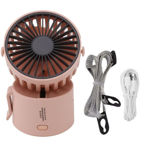 Ventilateur portable à pince pour la taille, à porter autour du cou ou de la taille, avec cordon rose