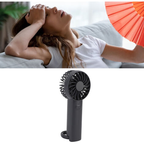 Ventilateur Portable avec Crochet - 3 Vitesses Silencieux et Rechargeable - ABS Gris - Mini pour Voyage, Sport et Camping - 176mm