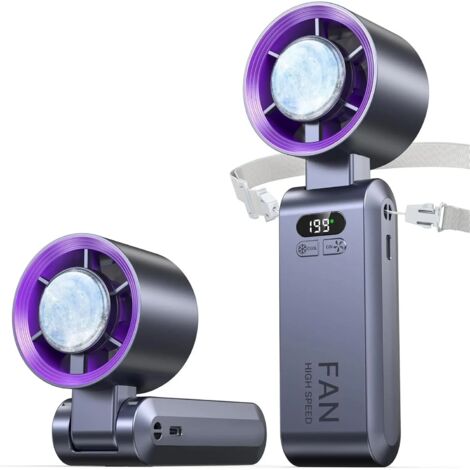 Ventilateur portable avec fonction de refroidissement par glace (199 vitesses), batterie rechargeable de 5500 mAh