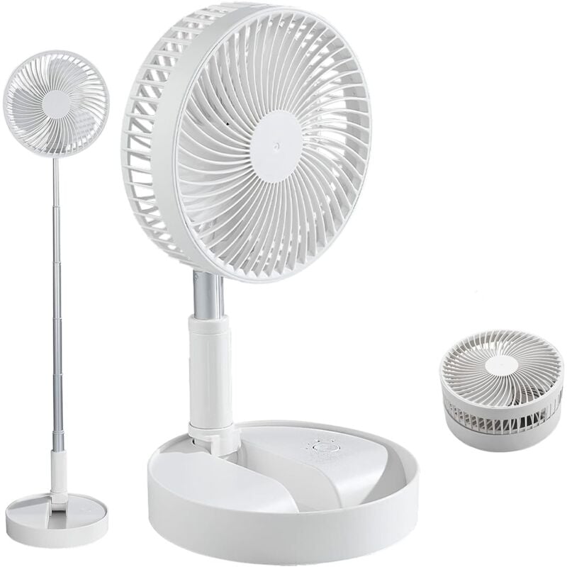 Ventilateur Portable avec Télécommande, Ventilateur Silencieux Pliable, Ventilateur de Table- Batterie Rechargeable 7200 mAh Charge usb