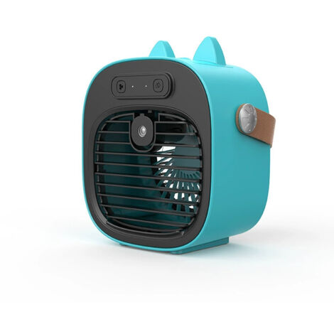 Ventilateur portable, climatiseur, 3 vitesses, chargement USB, pour dortoir, camping, bureau, 7,36 pouces, bleu, 4000 mAh
