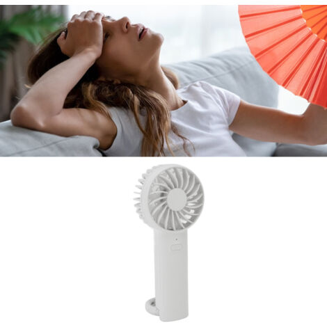 Ventilateur Portable de Voyage avec Crochet 3 Vitesses Silencieux Batterie Rechargeable Léger Blanc ABS 37x63x176mm