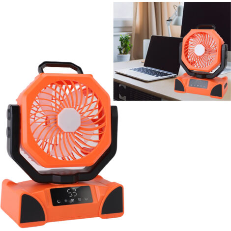 Ventilateur Portable F14 Orange avec LED, Batterie 20000mAh, Contrôle Remote, USB/Type-C pour Camping