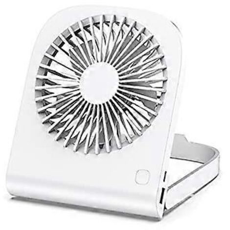 Ventilateur portable Mini 2024, petit ventilateur de bureau pliable et silencieux, rechargeable, idéal pour le camping (blanc)