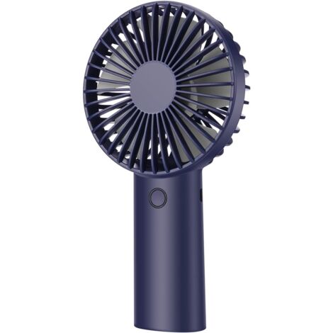 Ventilateur portable, mini ventilateur portatif silencieux rechargeable par USB, 3 vitesses de vent, pour bureau, voyage, placé verticalement (bleu foncé)