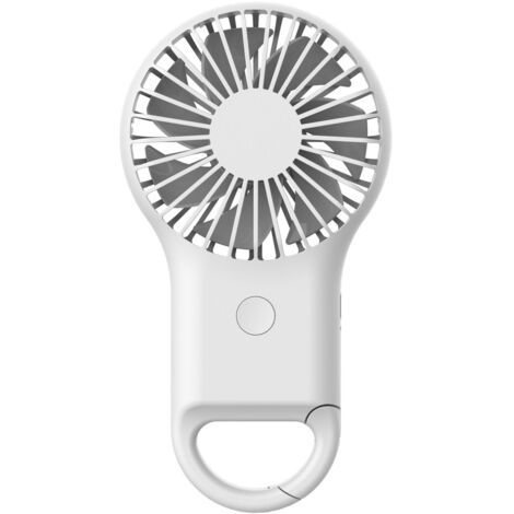 Ventilateur portable - Mini ventilateur - Ventilateur USB portable - Refroidissement - Avec mousqueton - Plastique - Blanc