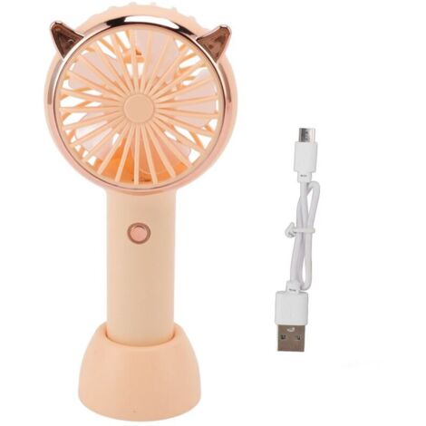 Ventilateur portable oreilles de chat, 3 niveaux de charge USB, mini portable pour les activités de plein air, les voyages, jaune