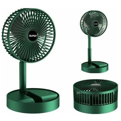 Ventilateur portable pliable rechargeable USB 17 cm – 3 vitesses – Angle réglable 180° – Pour bureau et camping