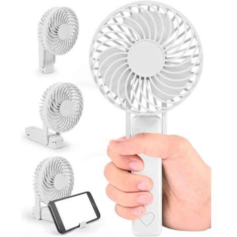 Ventilateur portable pliable, ventilateur portable rechargeable USB avec batterie, ventilateur blanc avec cordon