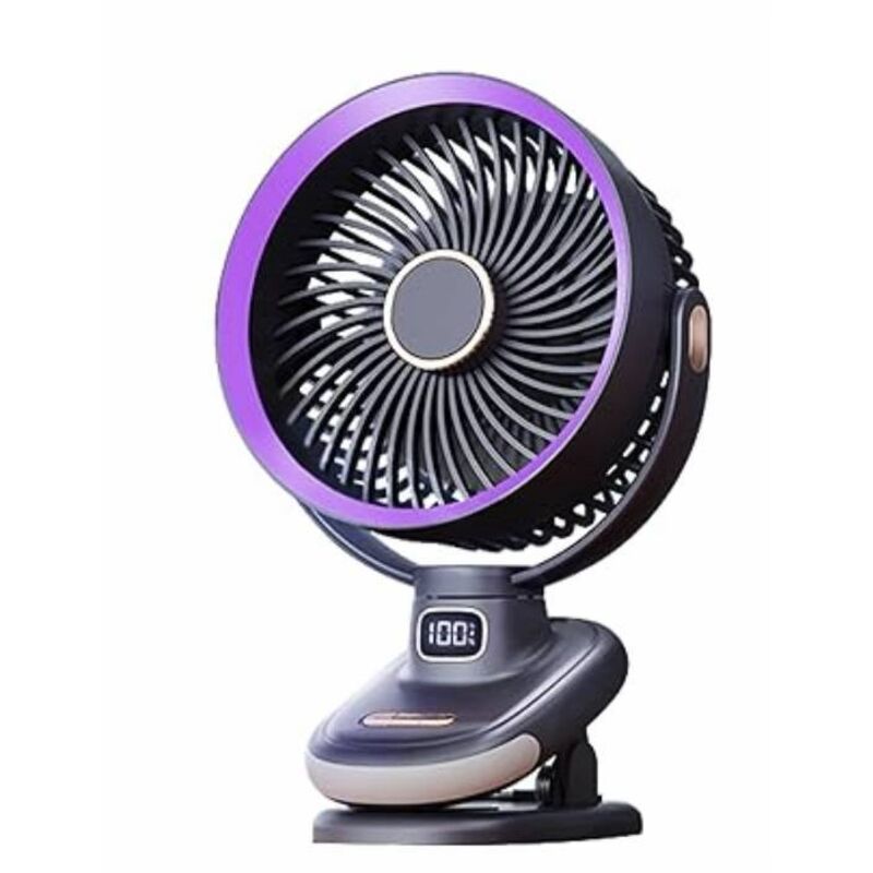 Ventilateur portable pour poussette avec écran LCD, 5 vitesses, clip trépied pour poussettes, sièges auto, fauteuils roulants, chambres et voyages,