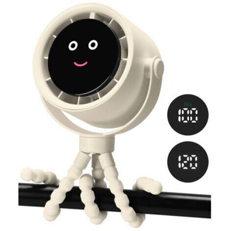 Ventilateur portable pour poussette avec écran LCD, 5 vitesses, clip trépied pour poussettes, sièges auto, fauteuils roulants, chambres et voyages, noir