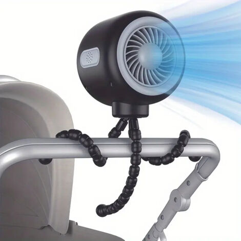 Ventilateur portable pour poussette avec trépied flexible, ventilateur de siège auto, batterie rechargeable, pour berceau, vélo, tapis de course