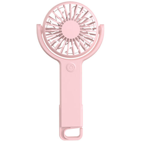 Ventilateur portable rechargeable, climatiseur, petit ventilateur de poche, 5 vitesses, avec crochet pliable, rose