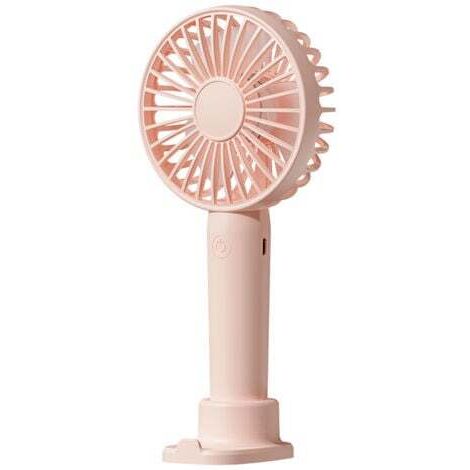 Ventilateur portable rechargeable par USB, ultra silencieux, 3 vitesses, avec support pour téléphone, pour l'intérieur et l'extérieur (rose)