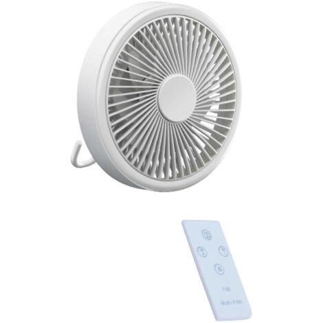 Ventilateur portable rechargeable USB 7 pouces avec télécommande, 3 vitesses, batterie 2000 mAh