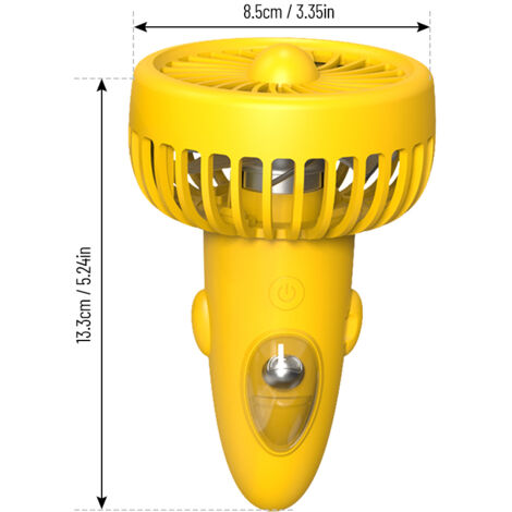 [Ventilateur Portable Rechargeable USB] avec 3 Vitesses, 1200mAh, Couleur Jaune, pour Bureau Camping Voyage