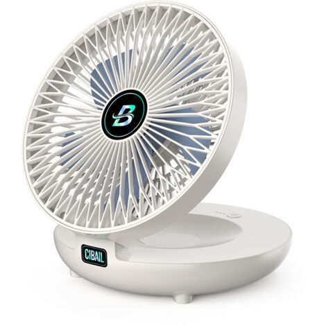 Ventilateur portable rechargeable, USB, montage mural, double usage, pale de 6 pouces, ABS, 3 vitesses de vent, 9 x 19 x 22 cm