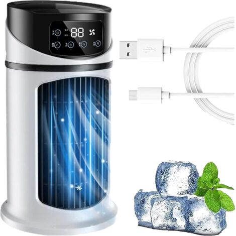 Ventilateur portable, refroidisseur d'air avec 6 vitesses de vent et 3 brumes fraîches, humidificateur silencieux, pour chambre, bureau, etc