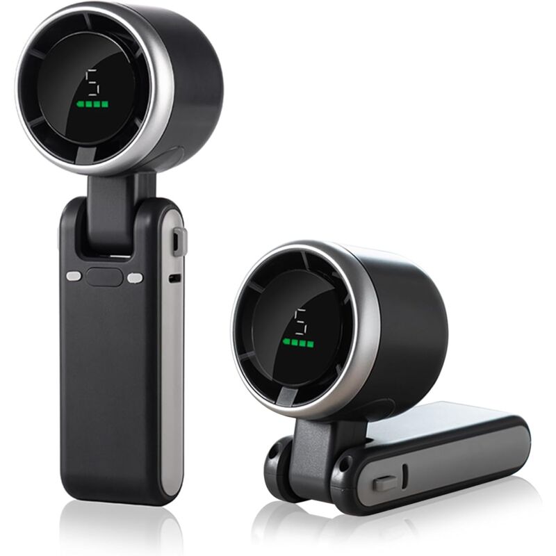 Ventilateur portable Turbo Mini, batterie rechargeable 3600mAh fonctionnant avec écran LED, 180 Petit ventilateur personnel pliable 3 en 1 avec 5