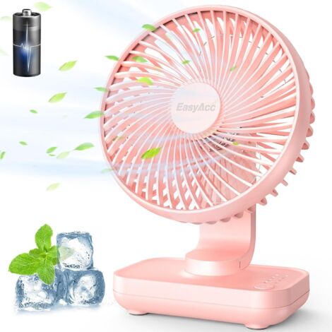 Ventilateur Portable USB, 4000mAh Batterie Petit Silencieux Ventilateurs Bureau de table Puissant, 4 Vitesses, Mini Base, Ventilador Portátil para Hogar, Oficina, Dormitorio, Exteriores