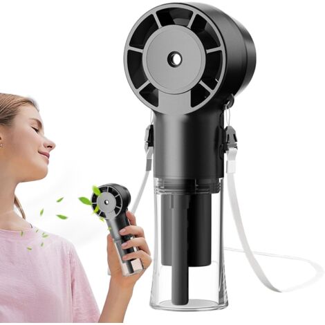 Ventilateur portable  Ventilateur brumisateur rechargeable, batterie 1200 mAh  Rafraîchisseur d'air pour activités de plein air par temps chaud,noir