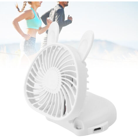 Ventilateur Portable Ventilateur de Bureau USB Rechargeable Ventilateur à Porter Ventilateur de Nuque Cute Rabbit 800mAh Ventilateur Mini Ventilateur Portable Ventilateur de Bureau