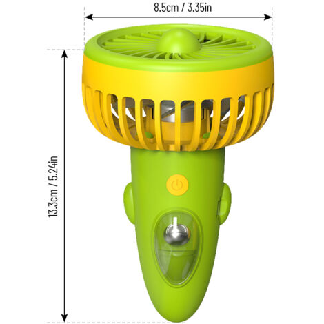 Ventilateur Portable [Ventilateur Portable] Ventilateur Mini Rechargeable USB 1200mAh 3 Vitesses avec Lanière, 13.3x8.5cm (ABS/PP) Green & Yellow