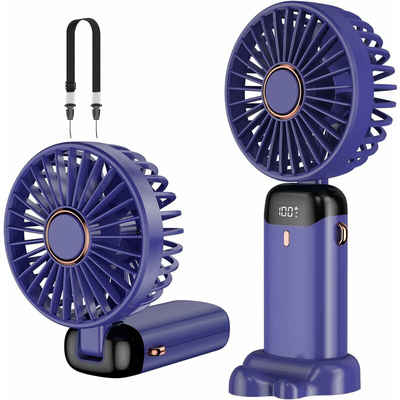COLNK Ventilateur portatif, mini ventilateur portable rechargeable par usb, petit de poche 5 vitesses avec base, batterie 4200 mAh