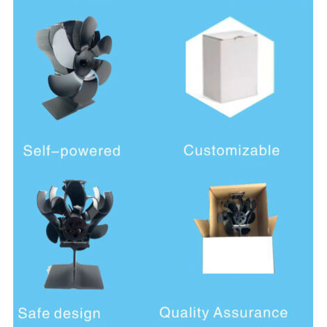 Ventilateur pour Cheminée Aluminium Silencieux - Protection contre la surchauffe - 17 x 9 x 15 cm - Économise bois