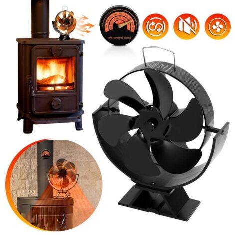 Ventilateur Pour Poêle à 6 Pales -Alimenté Par la Chaleur ,Pour Poêles à Bois et Cheminées - Outil de Cheminée