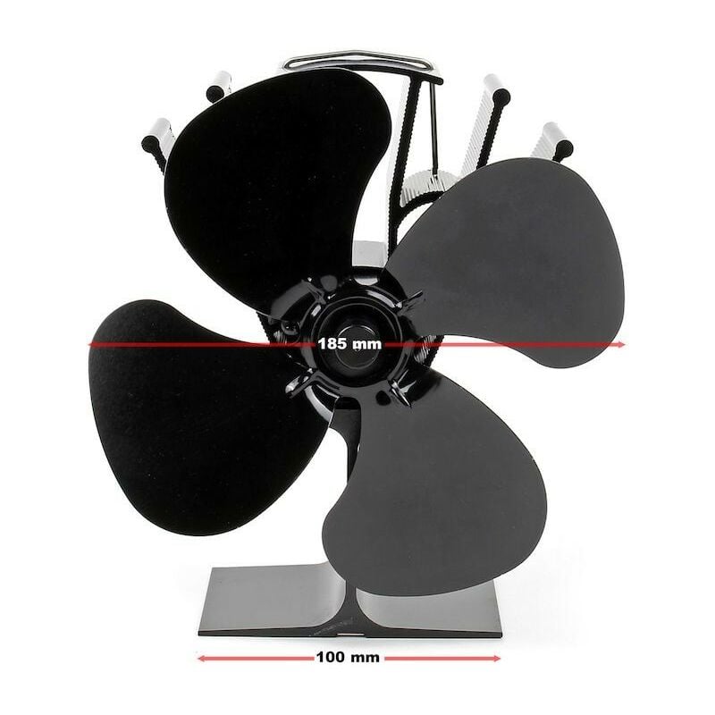 Ventilateur pour Poêle à Bois. 4 Pales 19 cm de hauteur. - Noir