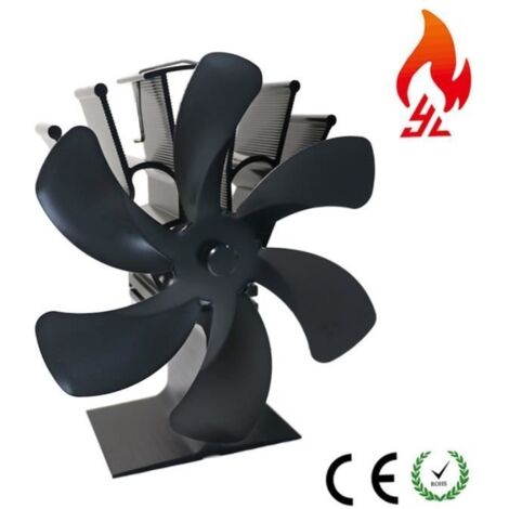 Ventilateur pour Poêle à bois 6 Lames silencieux automatique alimenté par la chauffage cheminées Écologique Économisez de l’énergie