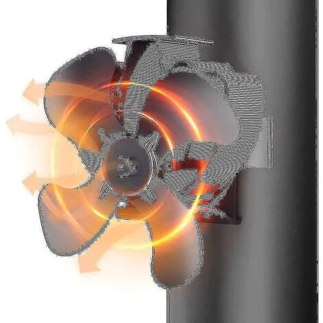 Ventilateur pour poêle à bois, ventilateur de cheminée silencieux à 4 pales, fixé sur tuyau, ventilateur pour cheminée/poêle à bois/poêle à gaz/poêle à granulés, avec 2 aimants et 1 anneau de rechange
