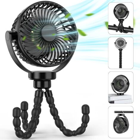 Ventilateur pour poussette, ventilateur portable 5200 mAh avec lumières LED,  mini ventilateur de bureau suspendu