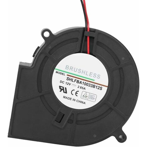 Ventilateur radial DC sans balais, ventilateur de refroidissement à double roulement à billes 12V ventilateur de ventilateur de refroidissement centrifuge Turbo avec 2 broches, 97 97 32mm