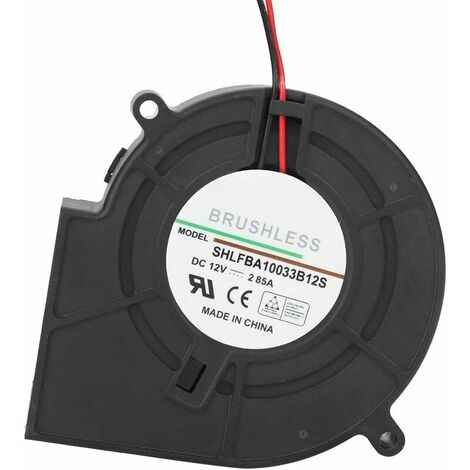 Ventilateur radial DC sans balais, ventilateur de refroidissement à double roulement à billes 12V ventilateur de ventilateur de refroidissement centrifuge Turbo avec 2 broches, 97 97 32mm