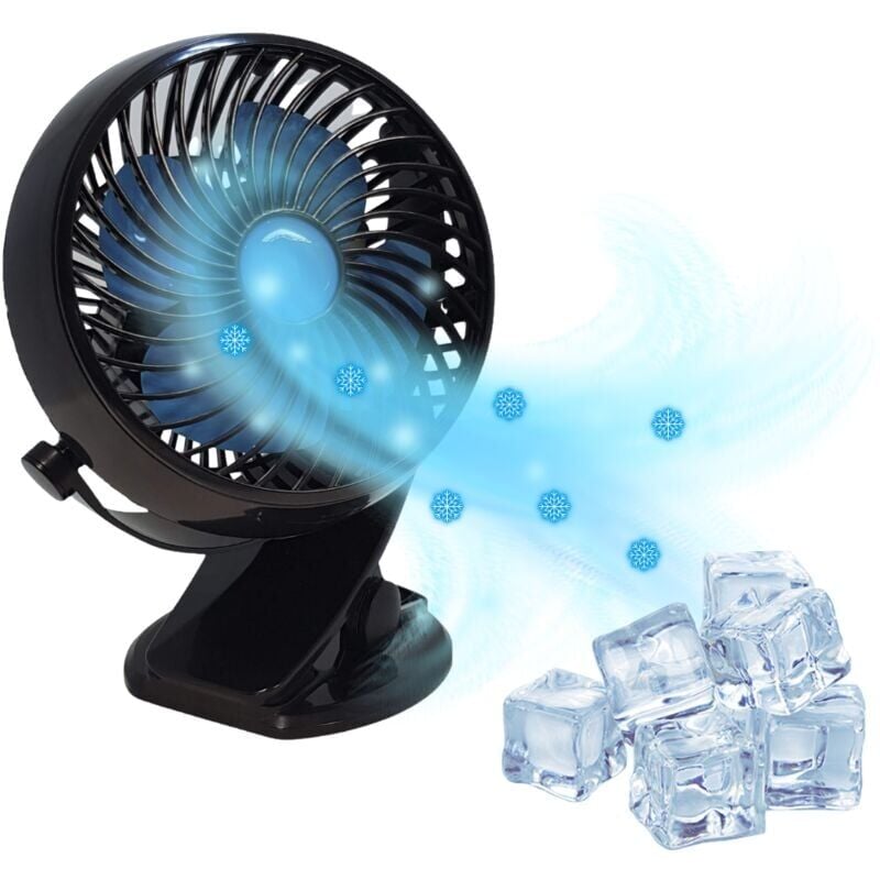 Ventilateur rapide - Ventilateur sans fil, tête rotative à 360°, alimentation réglable + chargeur usb inclus