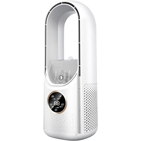 Ventilateur sans pales, 6 vitesses, faible bruit, vertical, adapté à l'intérieur, à la chambre et au bureau (blanc)