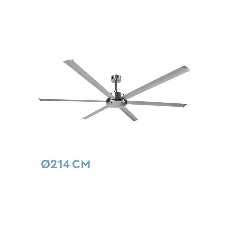 ABRILA - SANSON DC Ventilateur - couleur nickel avec six pales of aluminium couleur argent avec 6 vitesses réglables avec minuterie et télécommande