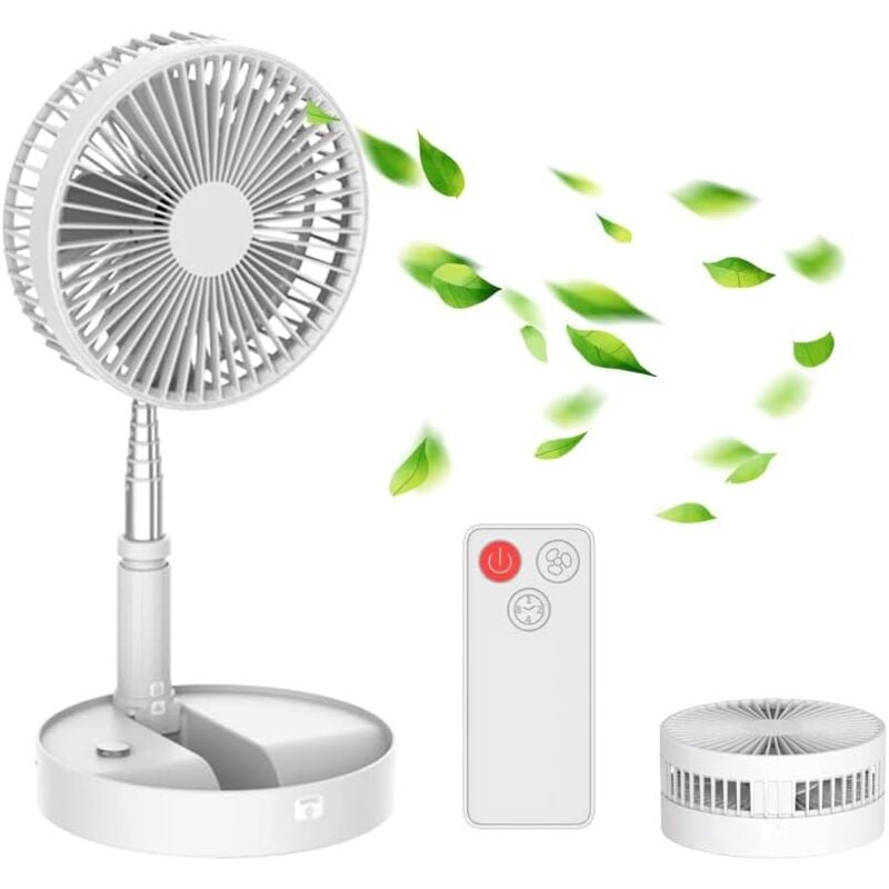 Ventilateur Silencieux avec Télécommande eco Mode Rechargeable de 7200 mAh 4 Vitesses Minuterie Turbo Ventilateur à Circulation d'Air pour Bureau