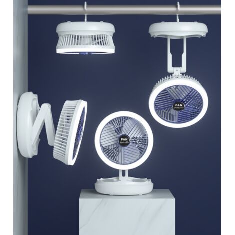Ventilateur Silencieux Portable Réglable Pliable Ventilateur sur Pied Télécommande Ventilateur de Table Batterie Rechargeable avec Sac Bleu