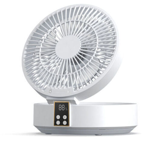 Ventilateur Silencieux Ultra Puissant, Ventilateur de Table Portable, Ventilateur de Bureau USB Rechargeable, 1000mAh Batterie 120°Rotative Table Fan avec LED, Télécommande, 3 Vitesses