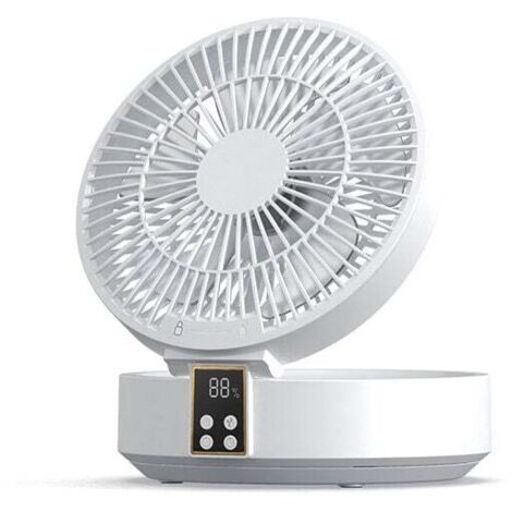 Ventilateur Silencieux Ultra Puissant, Ventilateur de Table Portable, Ventilateur de Bureau USB Rechargeable, 1000mAh Batterie 120°Rotative Table Fan avec LED, Télécommande, Minuterie, 3 Vitesses