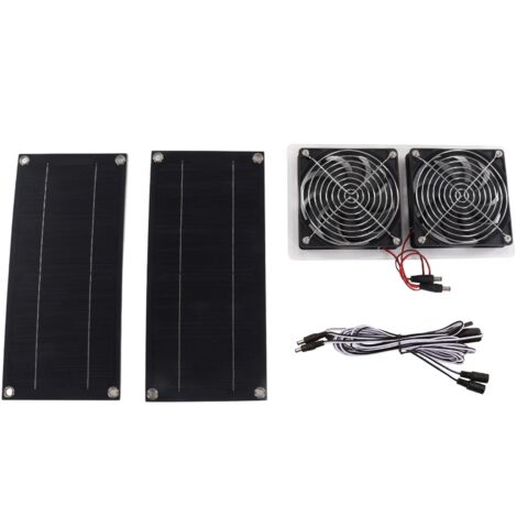 Ventilateur Solaire 100W 12V Double Panneau, Kit Ventilation Écologique Étanche Portable pour Extérieur