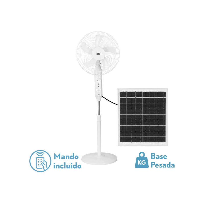Fabrilamp - Fan dc De Pie Solar Clima Blanco 30w 3vel 5asp Puerto Usb y Luz C/Quake 43d Cable 4,20m