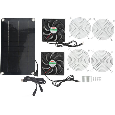 Ventilateur Solaire Portable Écologique pour Maison d'Animaux - Double Extraction 12V avec Panneau